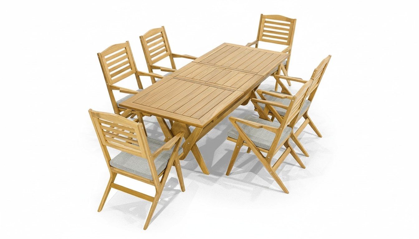 Robust wooden garden furniture Elegant dining set Designer 6x garden chairs 7-piece