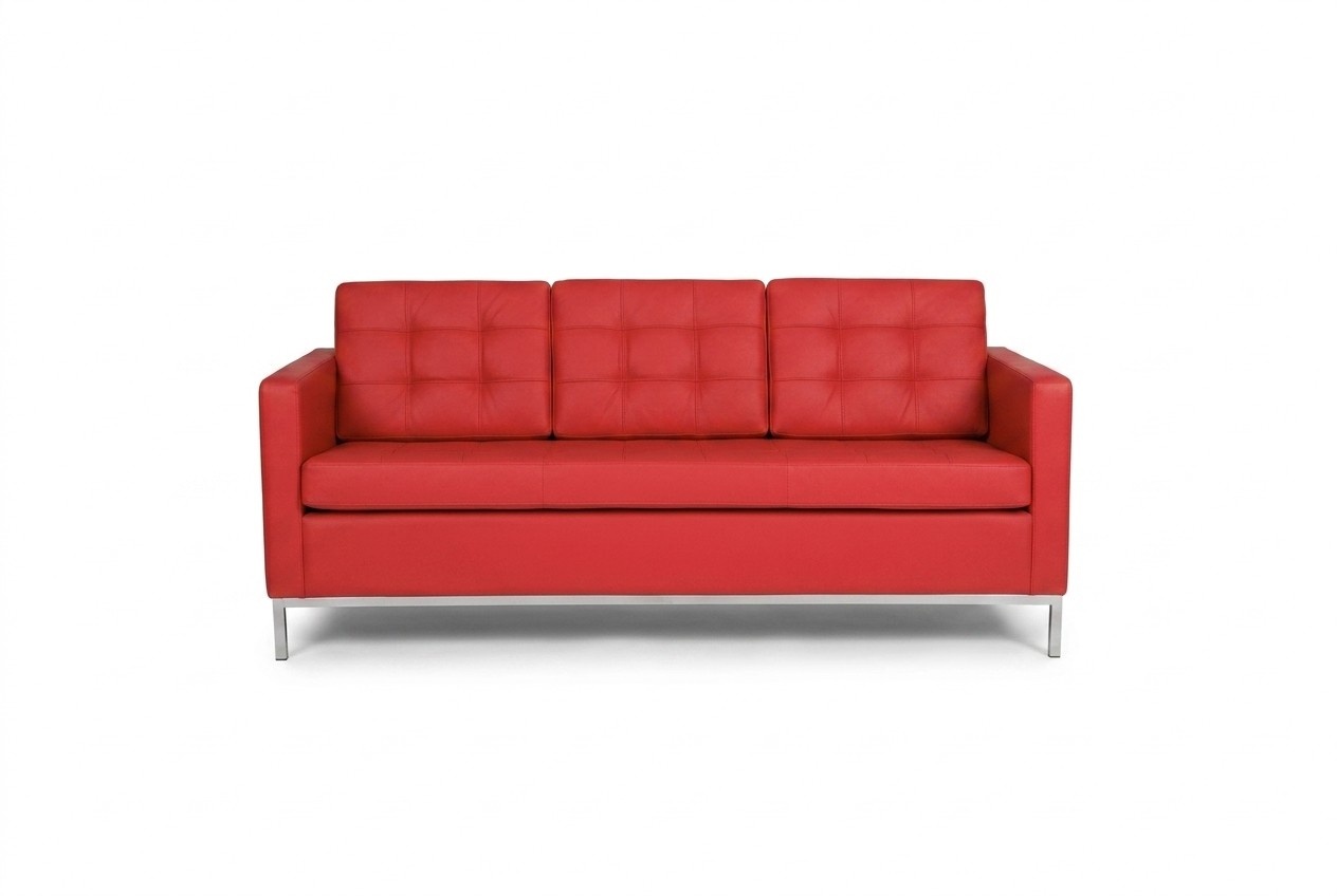 Red Three Seater Modern Luxury Couch Upholstered Textile Sofas