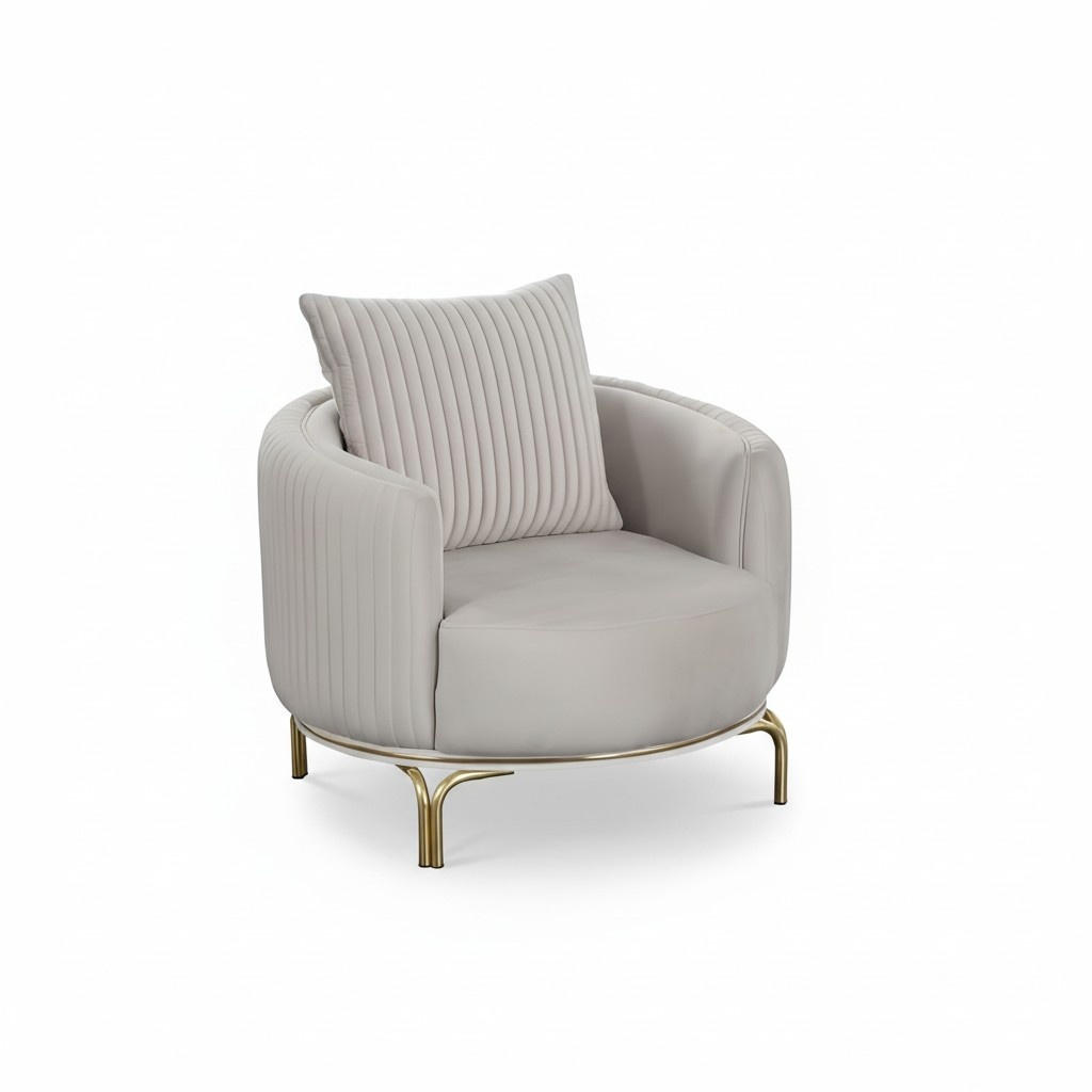 Round Armchair Single Seater Luxury 1 Seater Upholstery Seat Designer Textile Seat Fabric