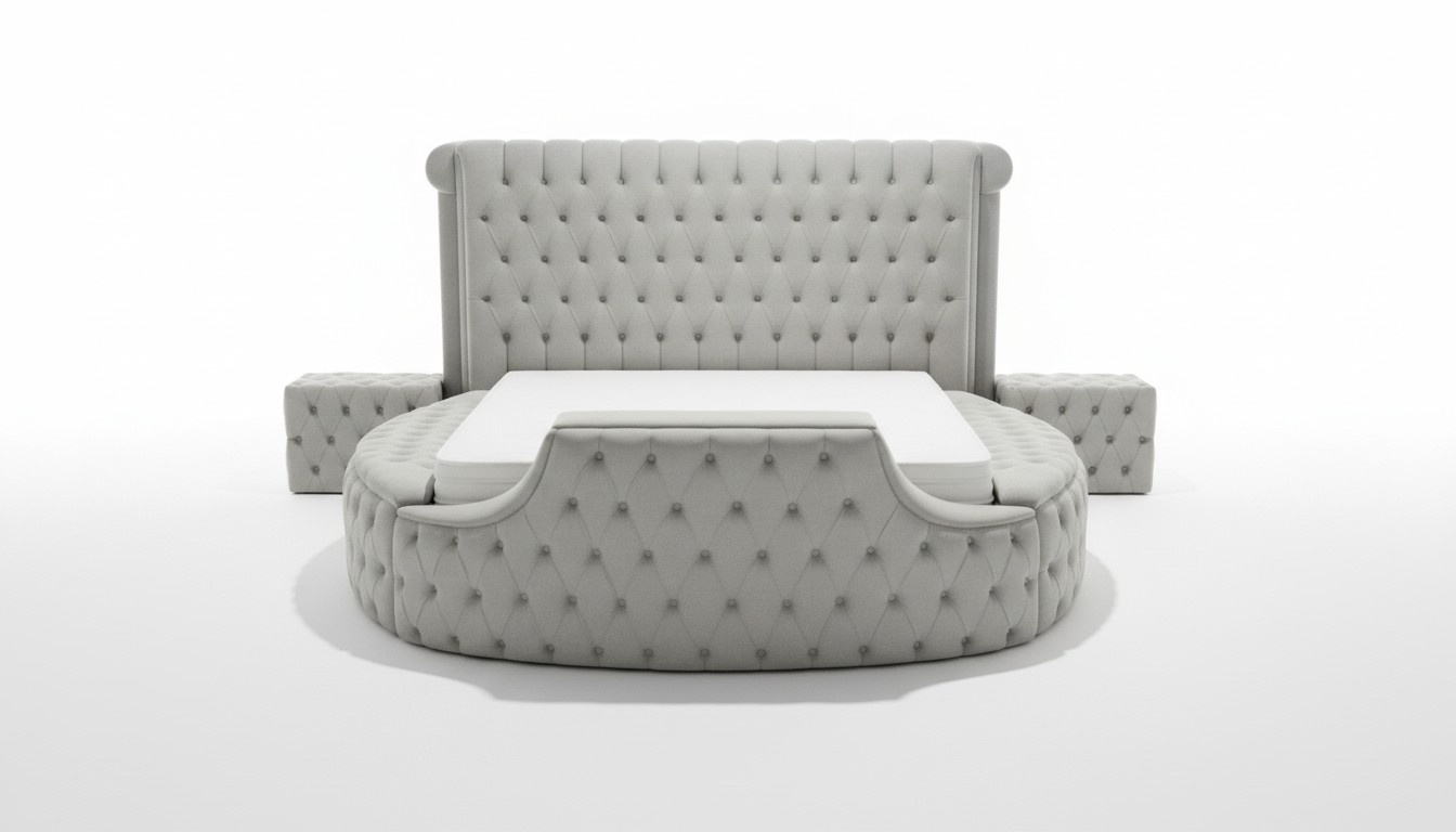 Round Bed Modern Design Luxury Upholstery Round Beds Fabric Chesterfield Bed New