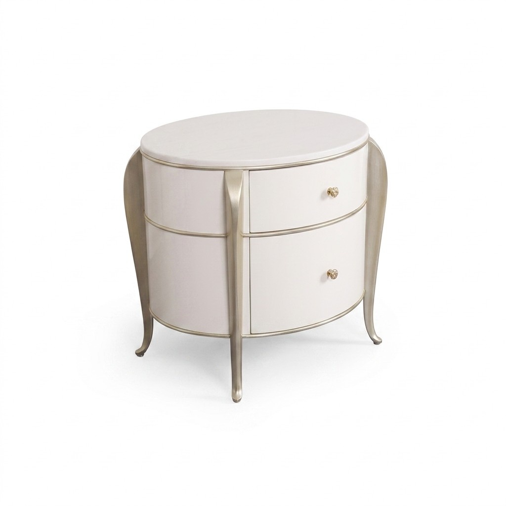 Round Bedside Table Furniture Wood Luxury Side White Furniture Nightstands