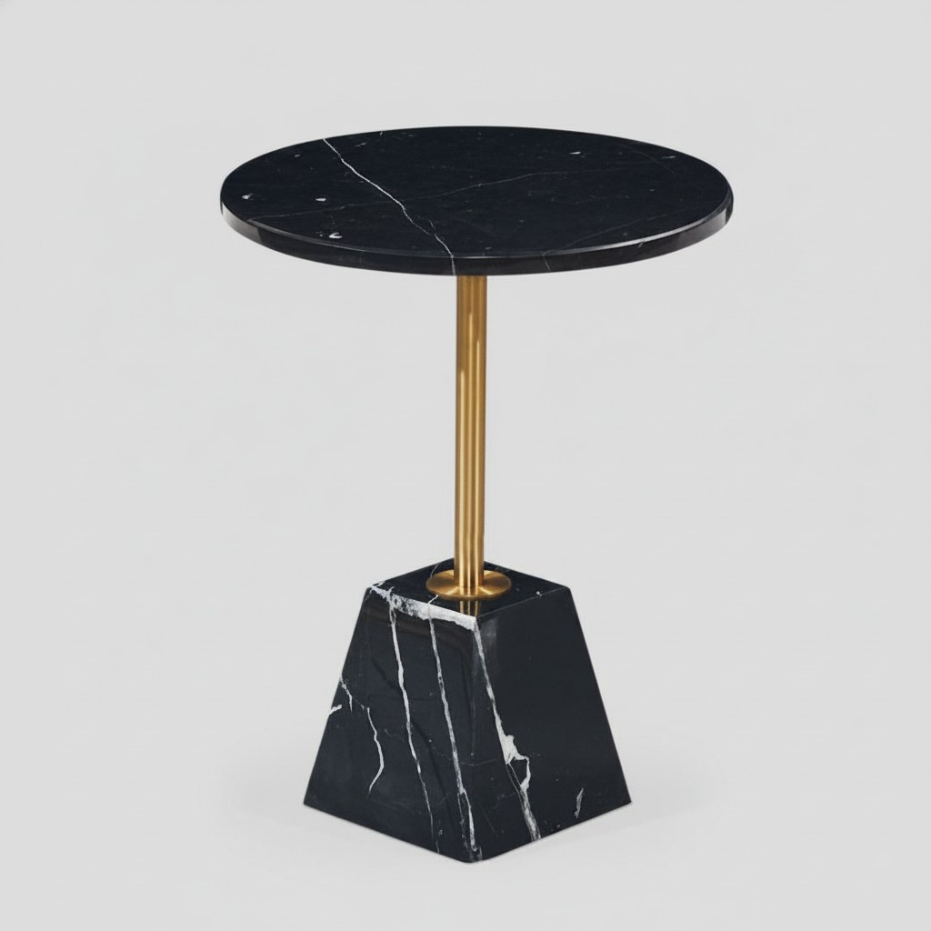 Round black coffee table side table designer table living room