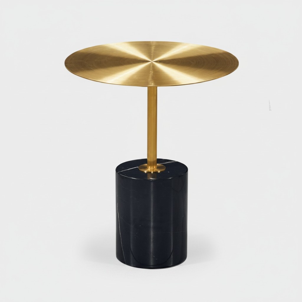 Round black and gold side table Designer living room furniture tables