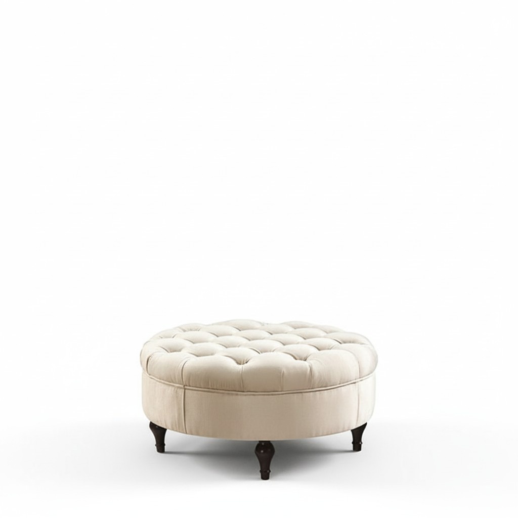 Round Chesterfield Cushion Stool Footstool Ottoman Round Sofa Side New