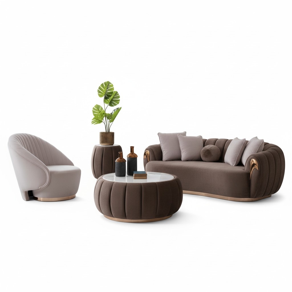 Round Coffee Table Upholstered Table with Round Tabletop Coffee Tables Furniture