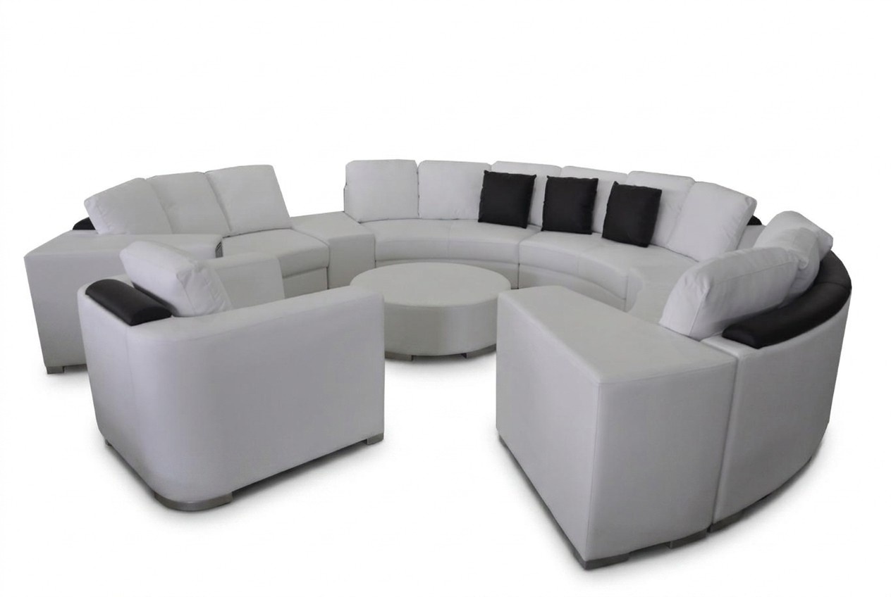 Round sofa couch upholstery XXL Big round couches living area armchair pouf + USB
