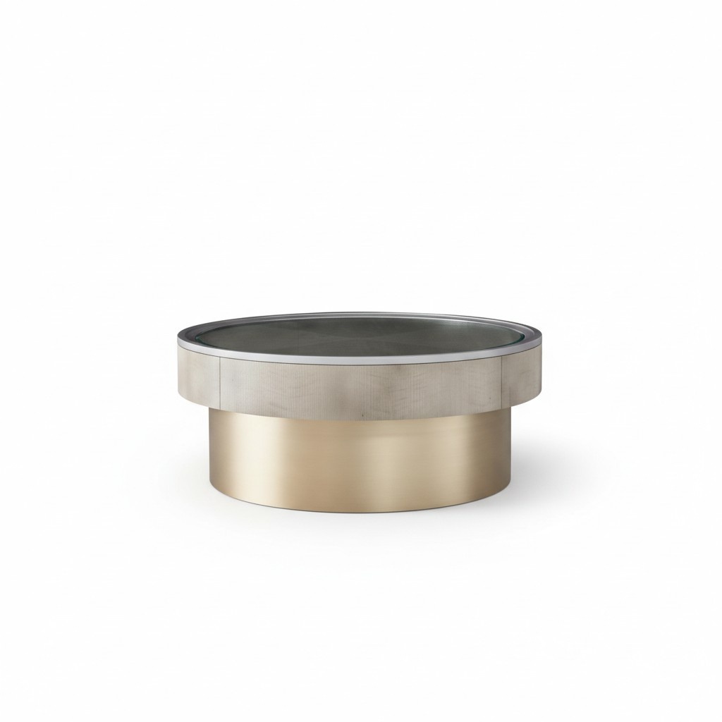 Luxury massive stylish round side coffee table stainless steel Italian furniture