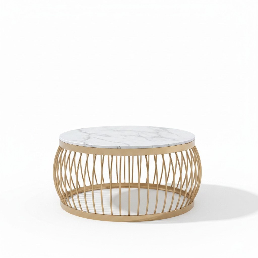 Round Designer Stone Couch Stainless Steel Sofa Table Living Design Round Metal Tables