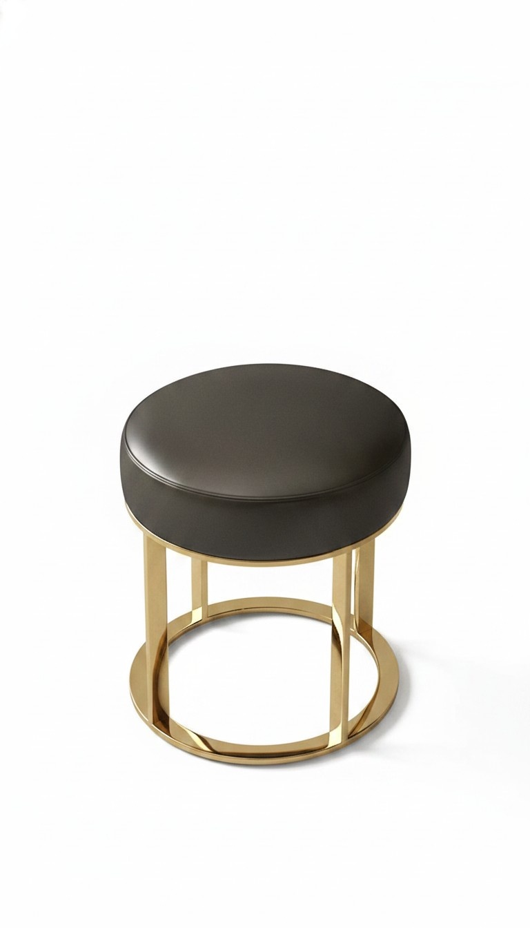 Round Designer Stool Upholstered Stool Foot Storage Furniture Living Benches Seat Leather