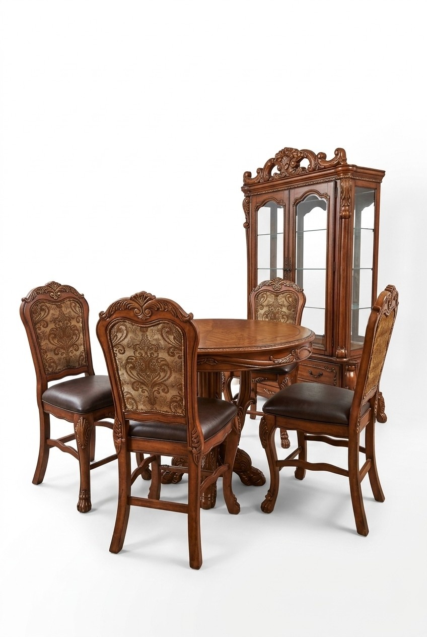 Baroque style made of real wooden round dining/living/restaurant table