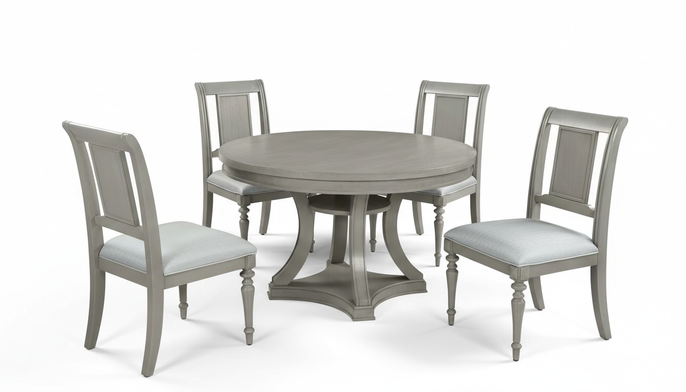 Round Dining Table Armchair Set 4x Dining Table Set Luxury Wood Furniture