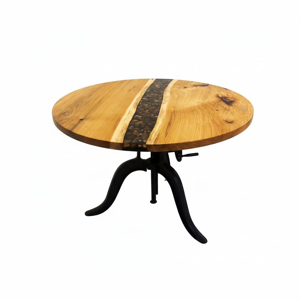 Round Dining Table Epoxy Resin Tables Conference Table Solid Wood