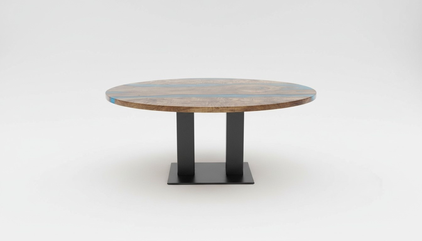 Round Dining Table River Table Real Wood River Table 150cm Tables Epoxy New