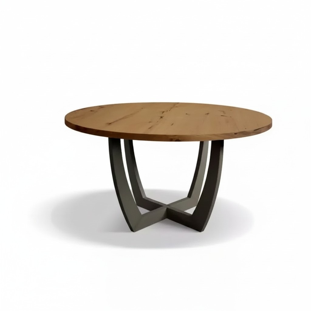 Round dining table Wooden round kitchen table Dining tables style modern brown 140cm