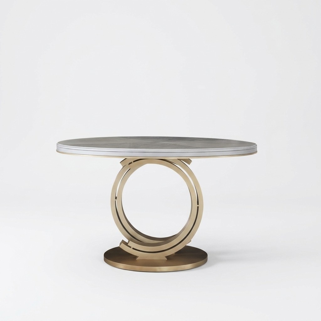 Modern style made of real wooden round dining table italian furniture stainless steel