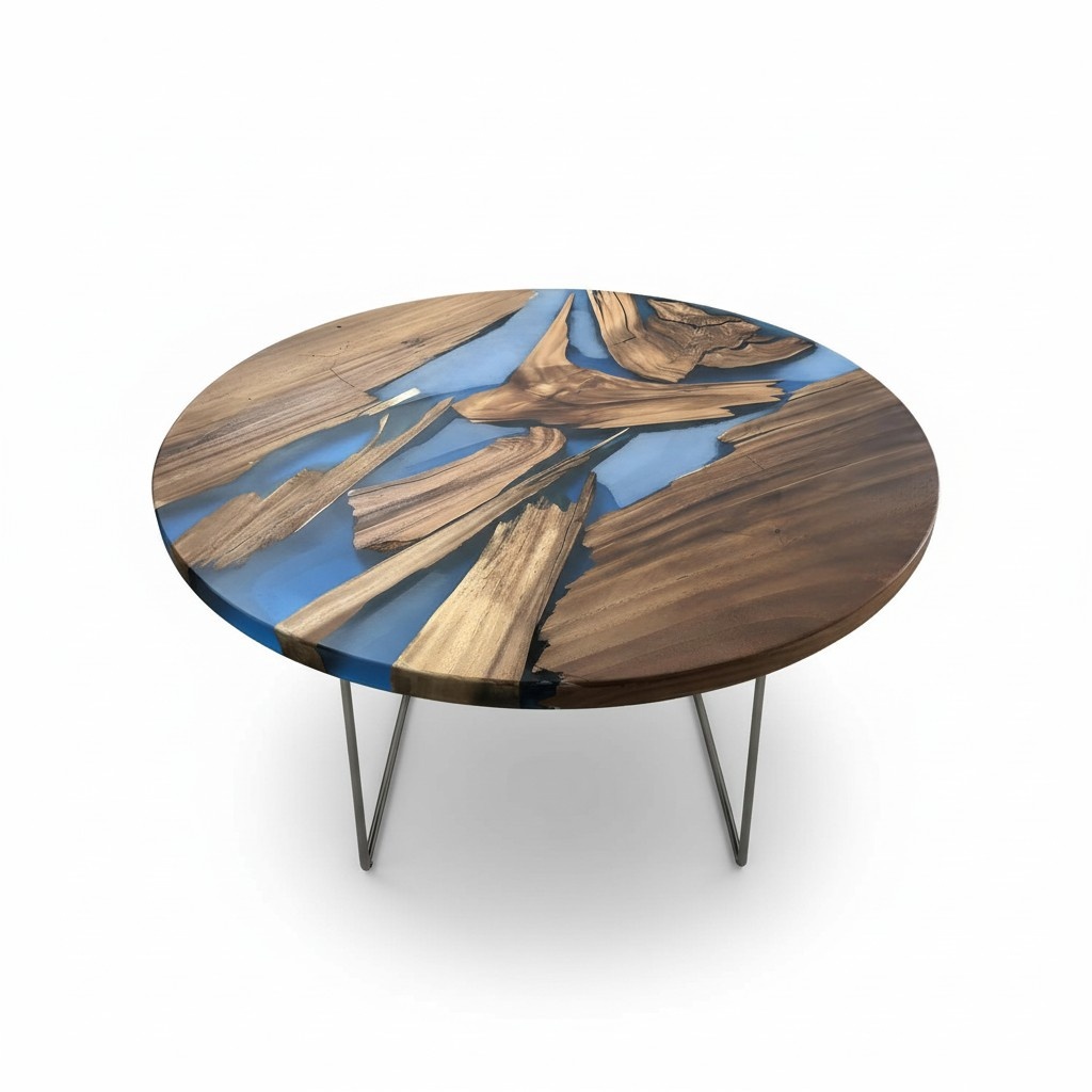 Round Tables Dining Table Design Table Modern Sea River Furniture 90 cm Epoxy Resin