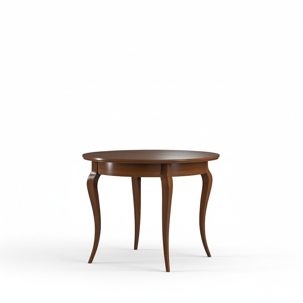Classic style made of real wooden round rectangular extendable dining table, size 95/295cm
