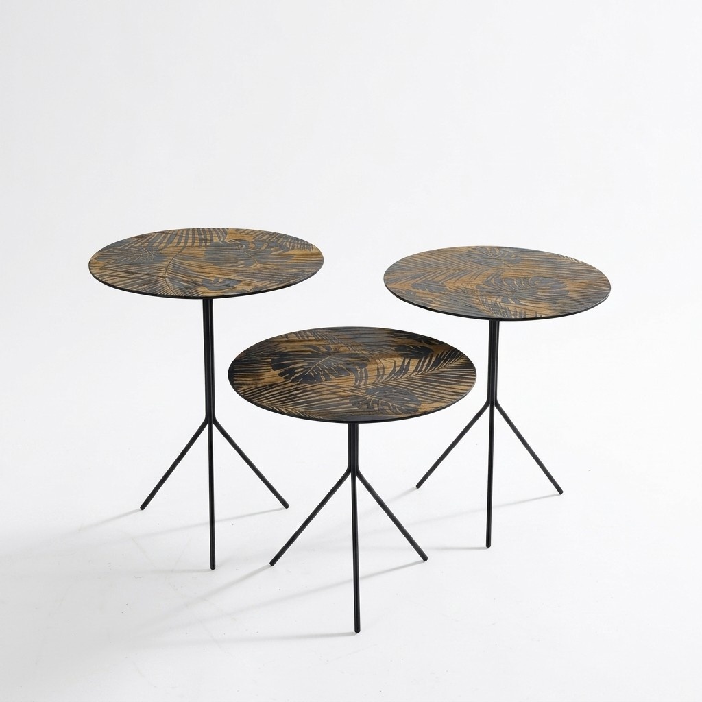 Round tables coffee tables luxury design side tables 3 pcs.