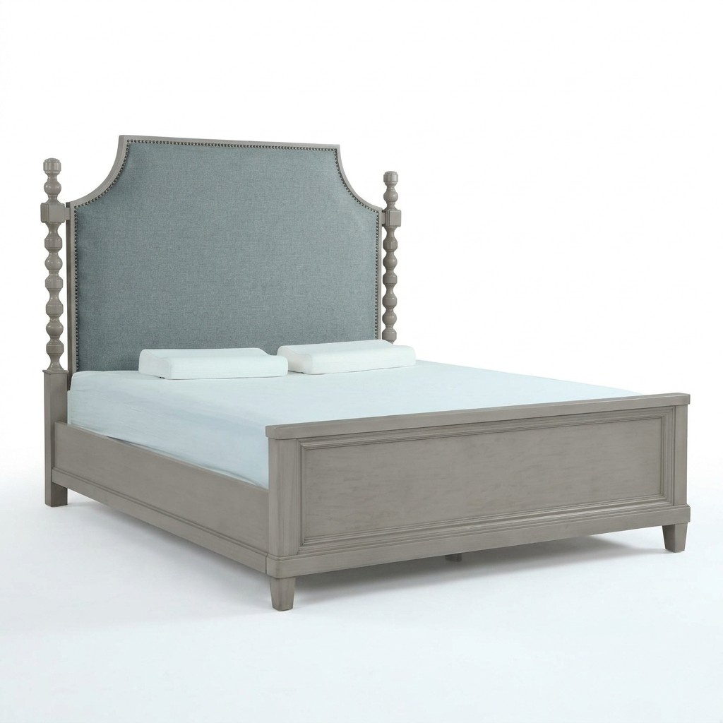 Classic style massive royal double bed with high backrest made of real wooden frame, models - SH2601L;SH2601S