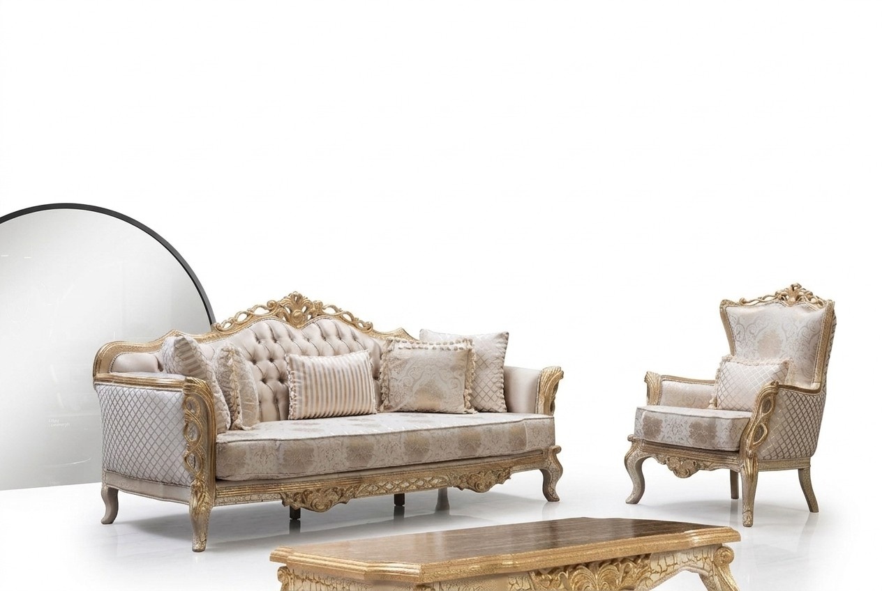 Royal Sofa Set Living Room Armchair Coffee Table 3+1 Table