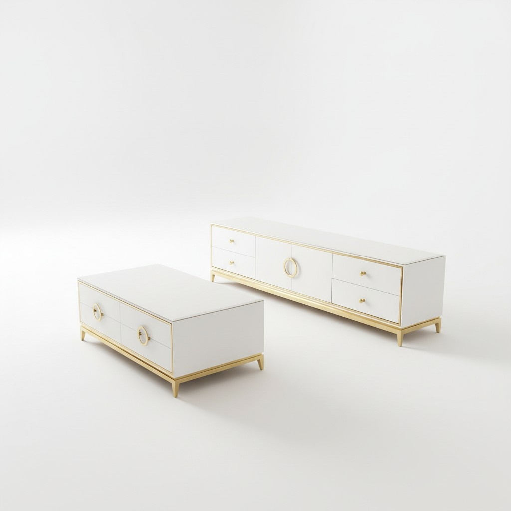 Design Sideboard TV Glossy Low Dresser New Board Luxury Cabinet Living Room