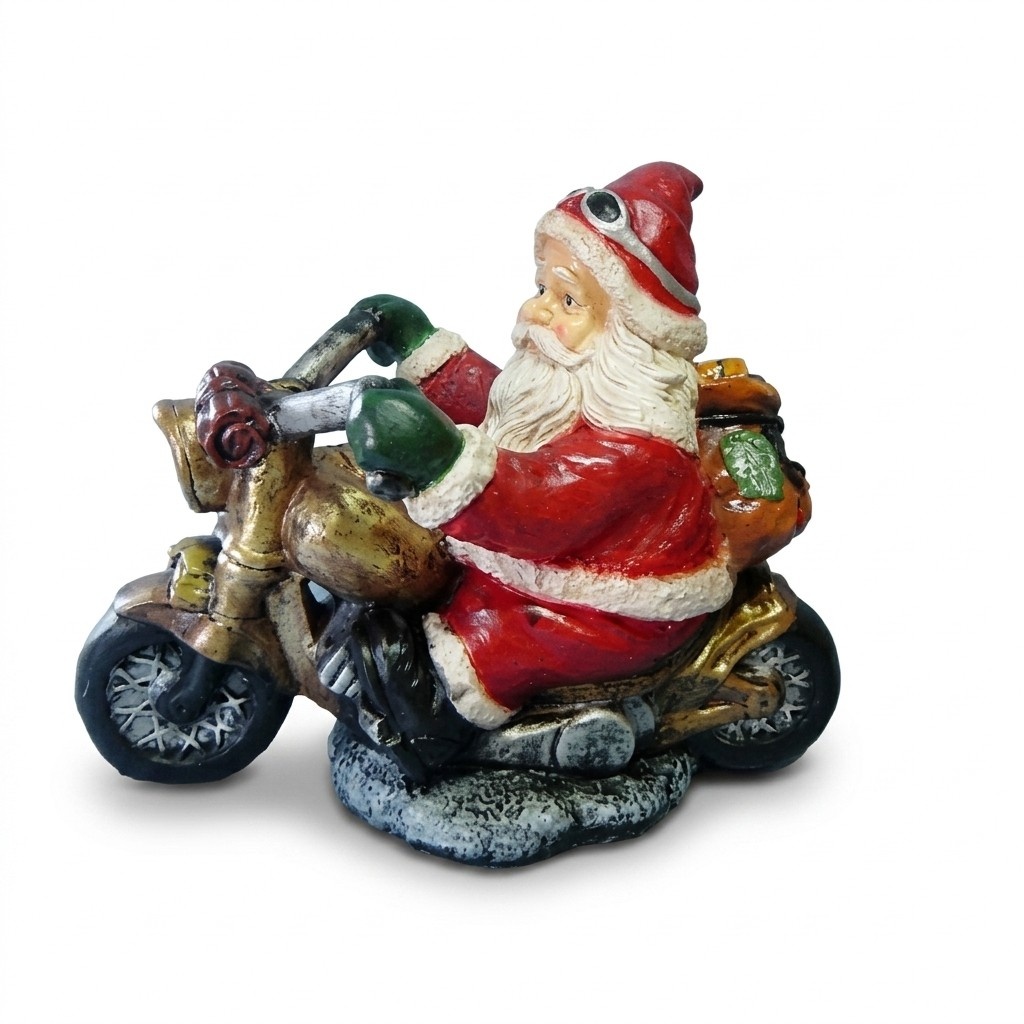 Decorative sculpture designed as santa claus on a bike 58x73cm