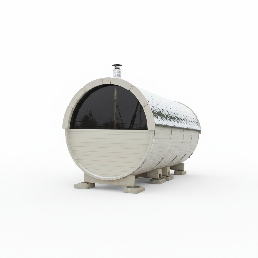 Sauna Saunafass 4.8 m for 6-8 people Wooden Thermowood Sauna Cabin Barrel Sauna