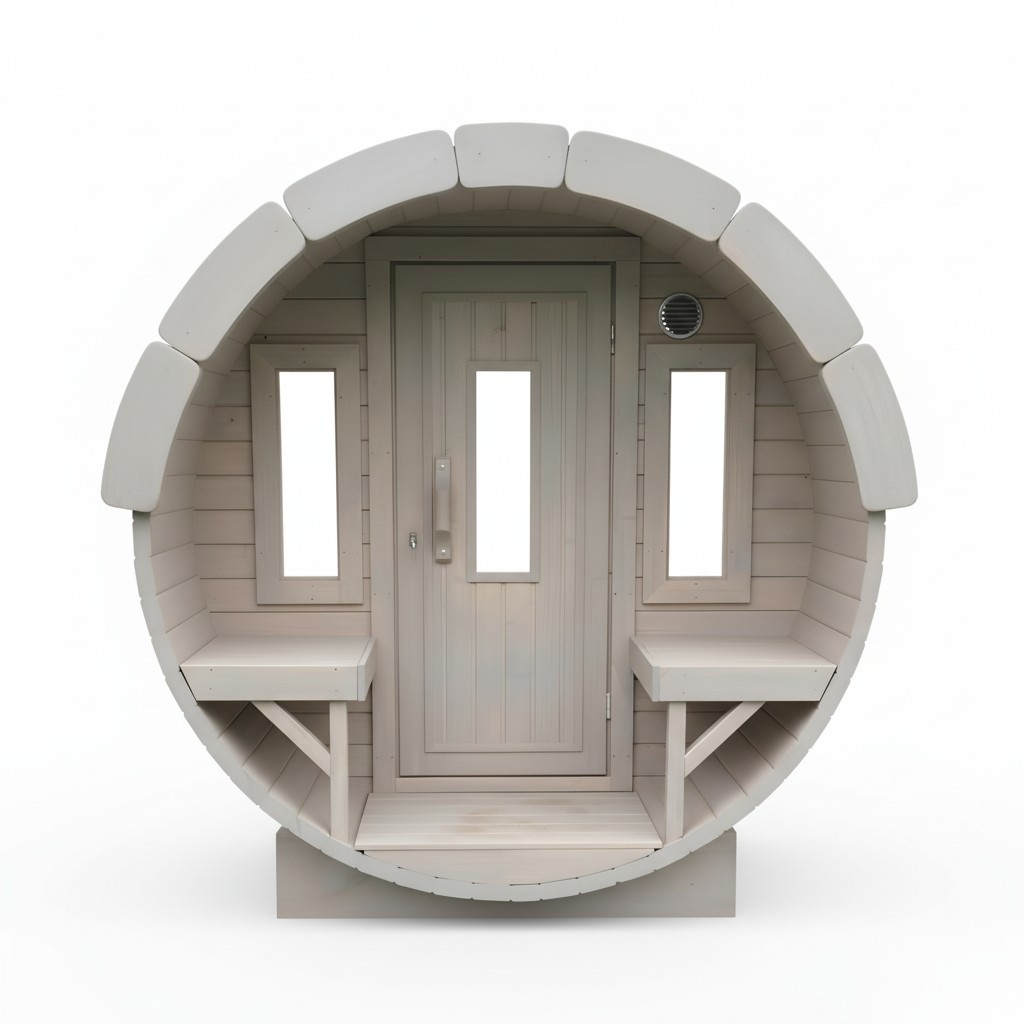 Sauna barrel Fass sauna wooden sauna round wood saunas 6-8 people 3.5m
