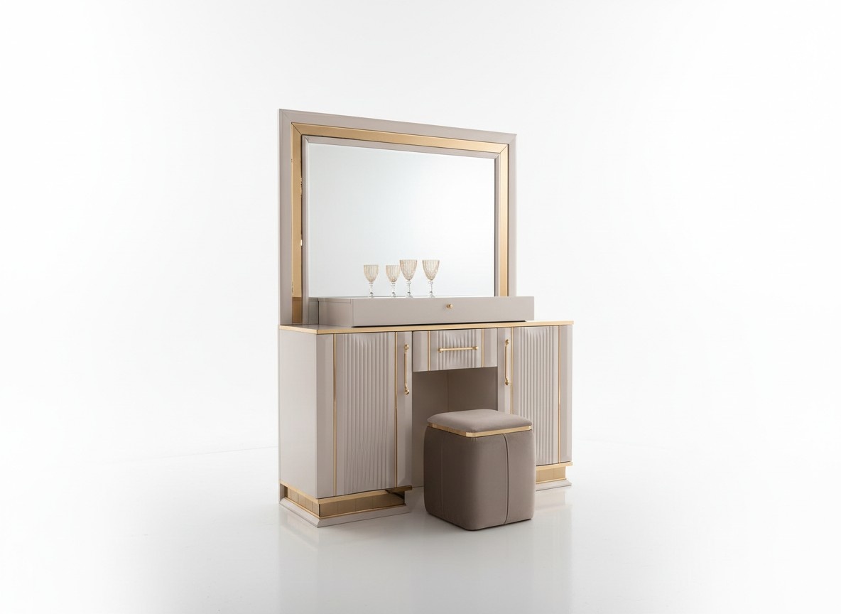 Bedroom set dressing table with mirror stool design luxury 2-piece
