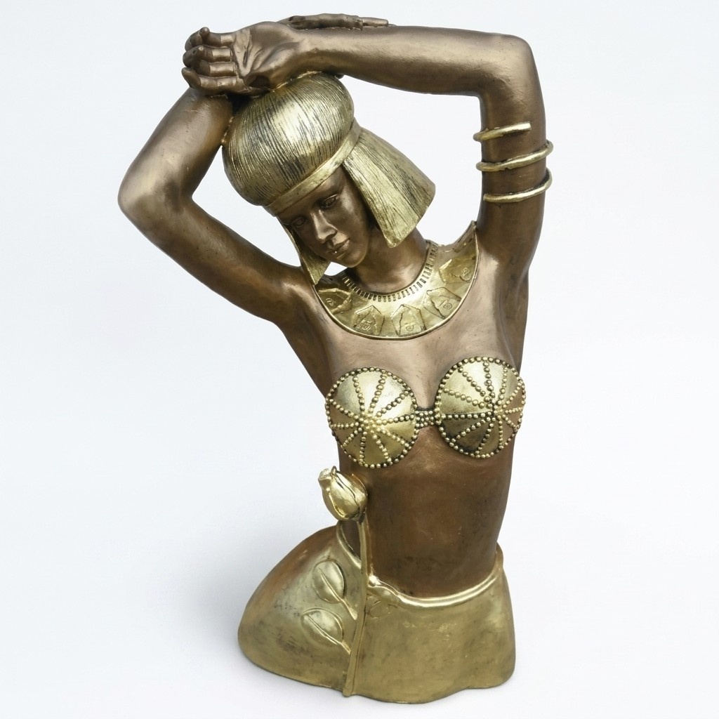 Ancient egyptian decorative full golden colored dancer figure bust 75cm