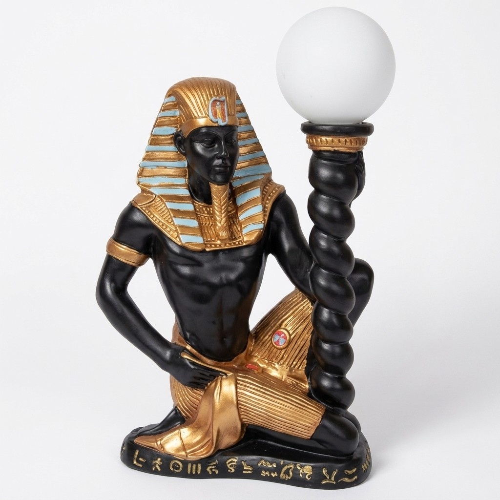 Lighting decor sculpture designed as an ancient egyptian figure with a lamp 55cm