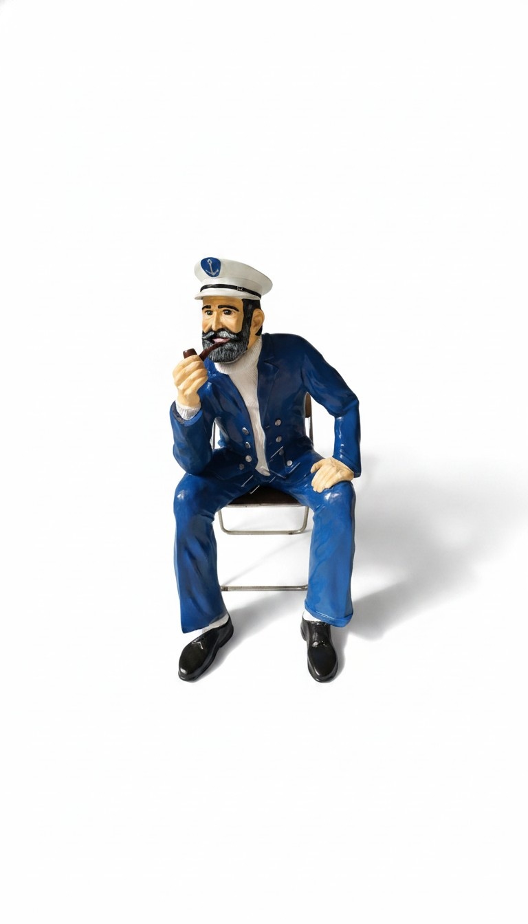 Sailor sitting on a chair & with a smoking pipe decorative sculpture 125cm