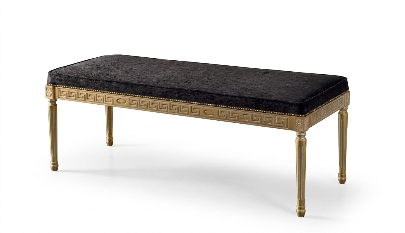 Seat upholstered bench stool upholstery fabric wood style designer footstool bench