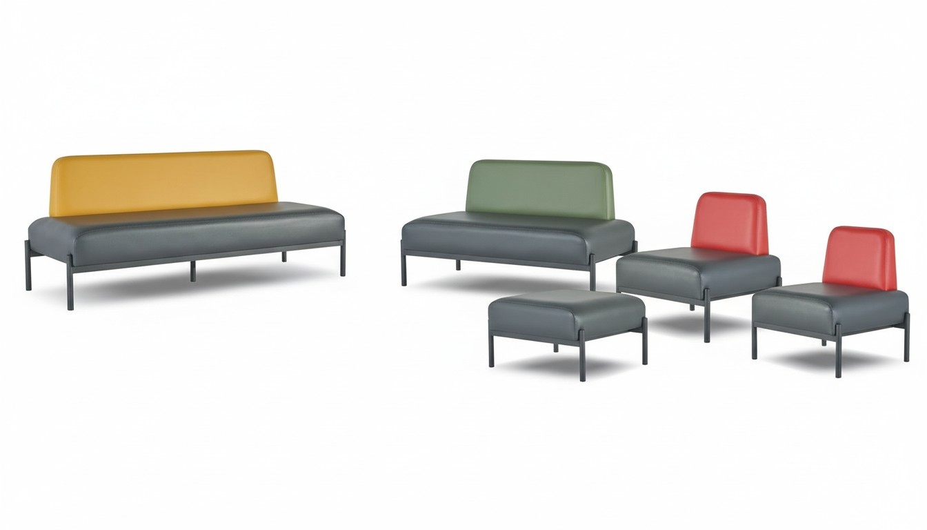 Seating furniture 3-seater 2-seater armchair stool black yellow green red couch