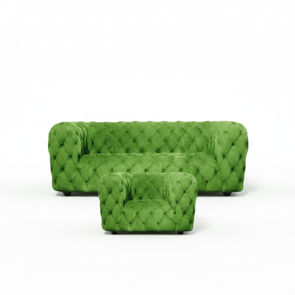 Seating Furniture Green Luxury Chesterfield Sofa Set Living Room 2-Piece Set Furnishings