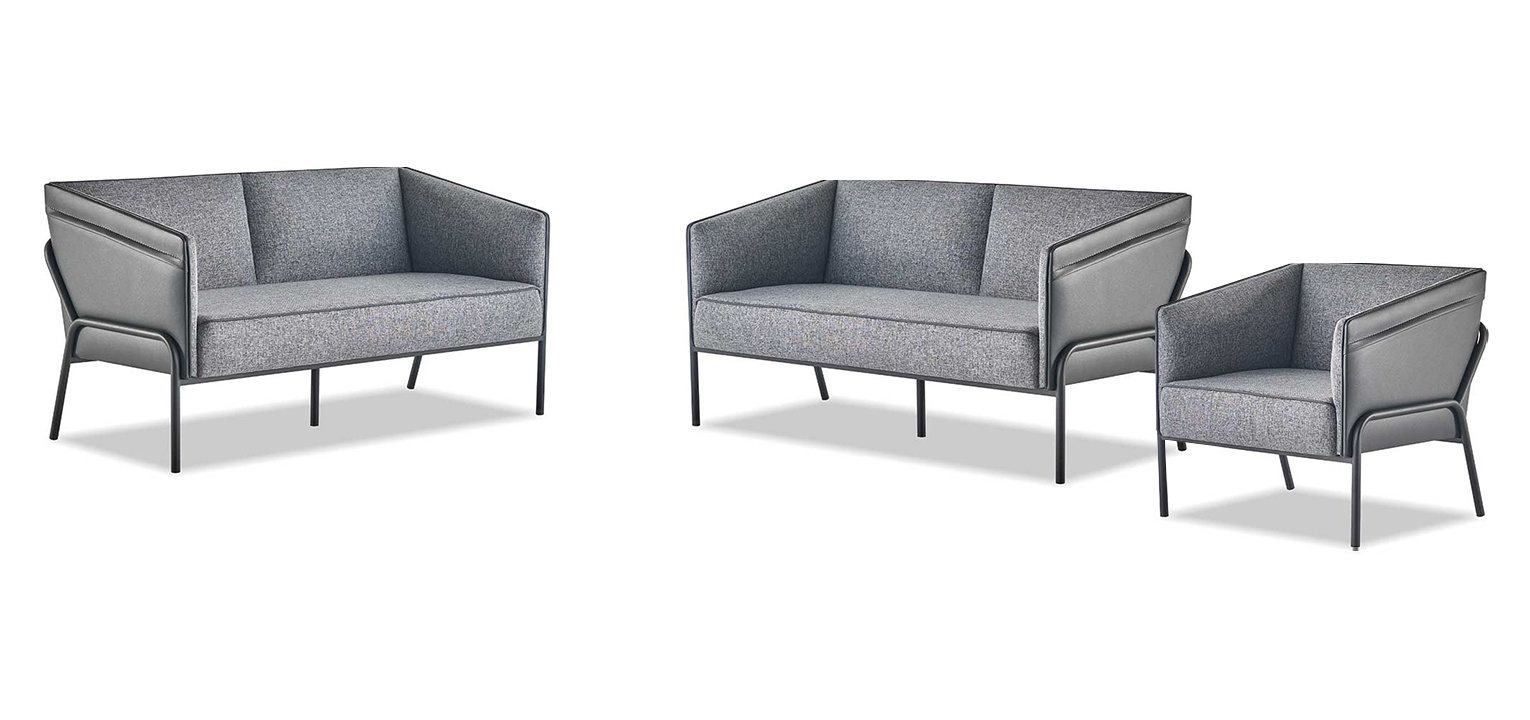 Seating furniture leather sofas armchairs 2-seater chair grey stainless steel leather