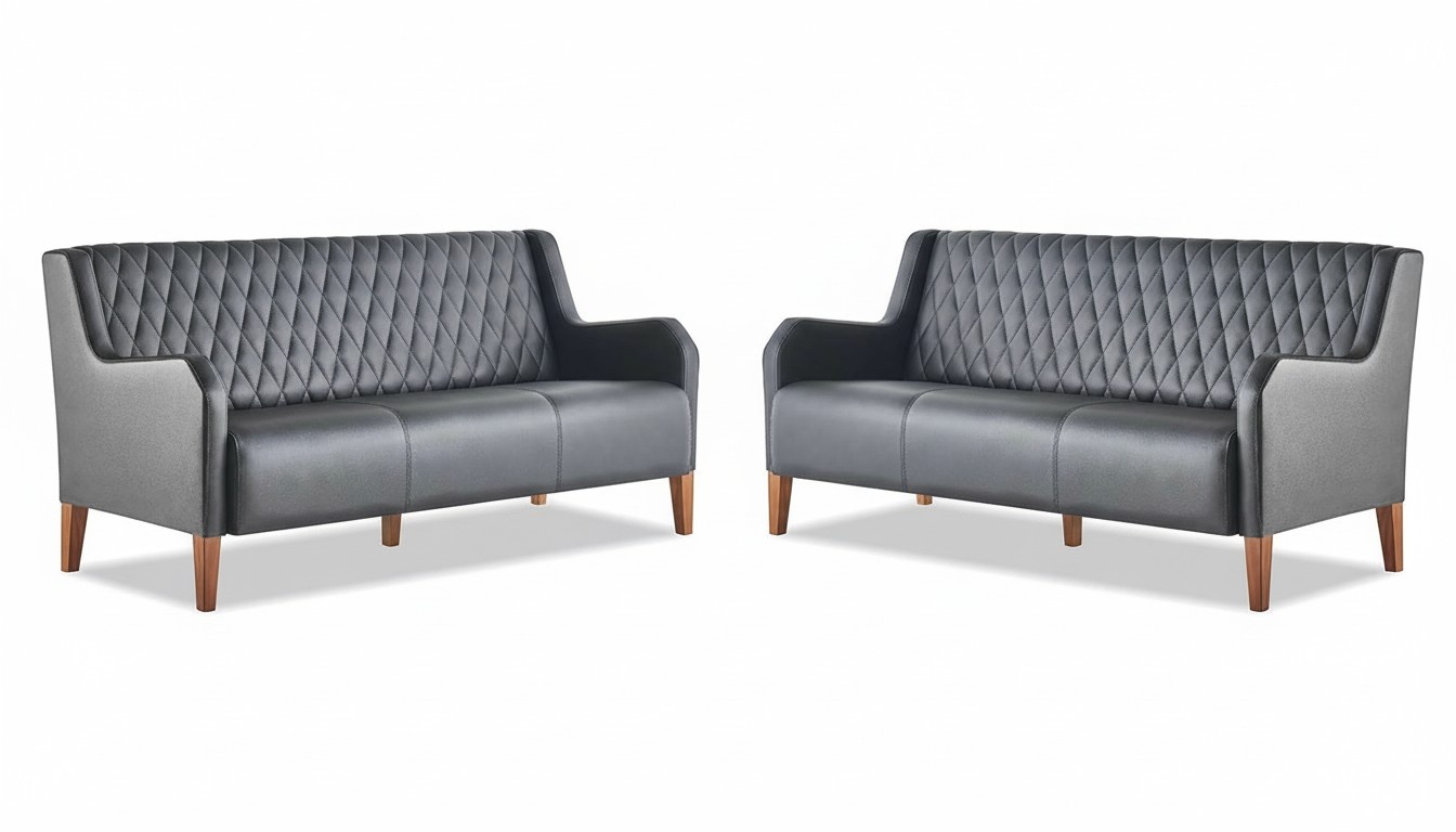 Modern Seating Furniture Leather Sofa Set 3-Seater Black Sofa Set Leather Wood