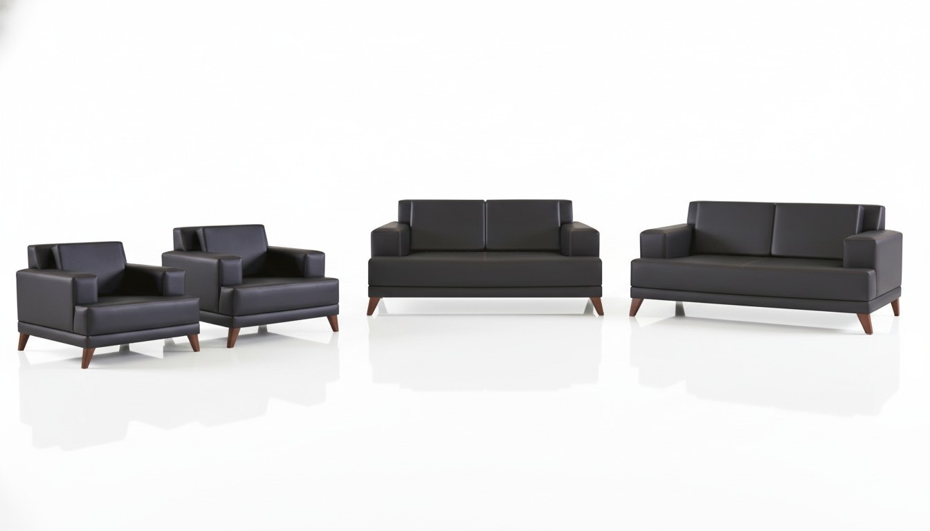 Sofa Set 2-Seater Armchair Black Leather Sofas Modern Sofa Set Upholstered