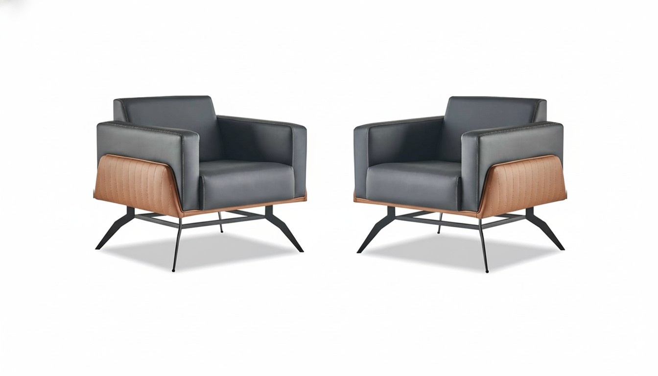 Seating furniture set armchair reclining chair stainless steel leather modern wood couch