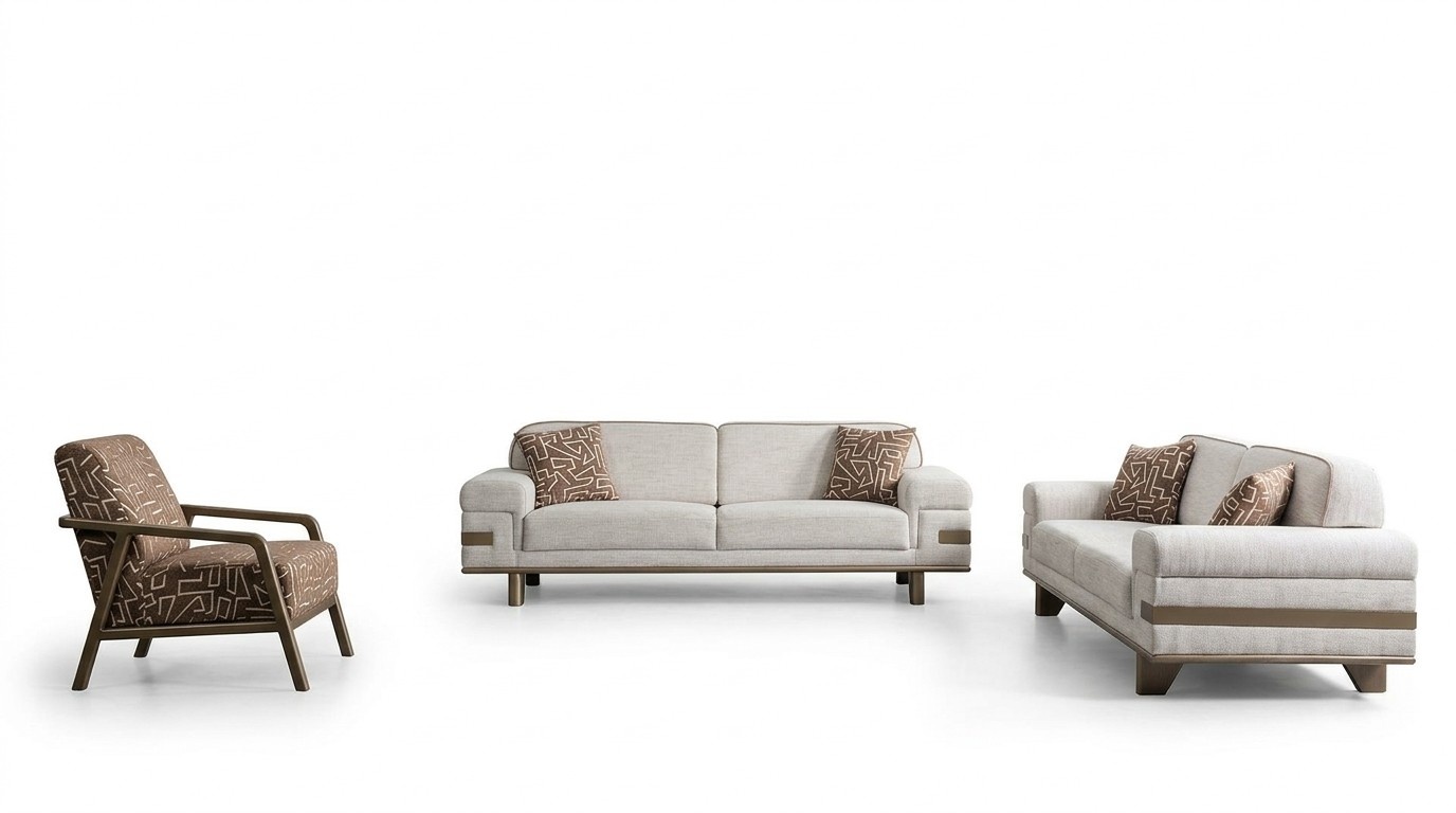 Sofa set couch upholstered seating furniture 3-piece set