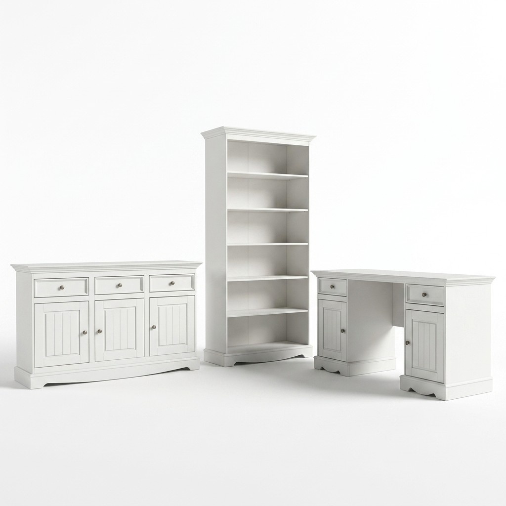 Secretary Set Colonial Style Desk Cabinet Shelf Table Wood Tables New 3tlg