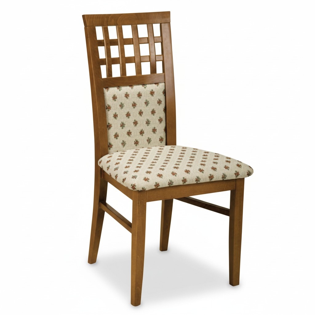 2x set designer wood style dining room chairs textile upholstered backrest