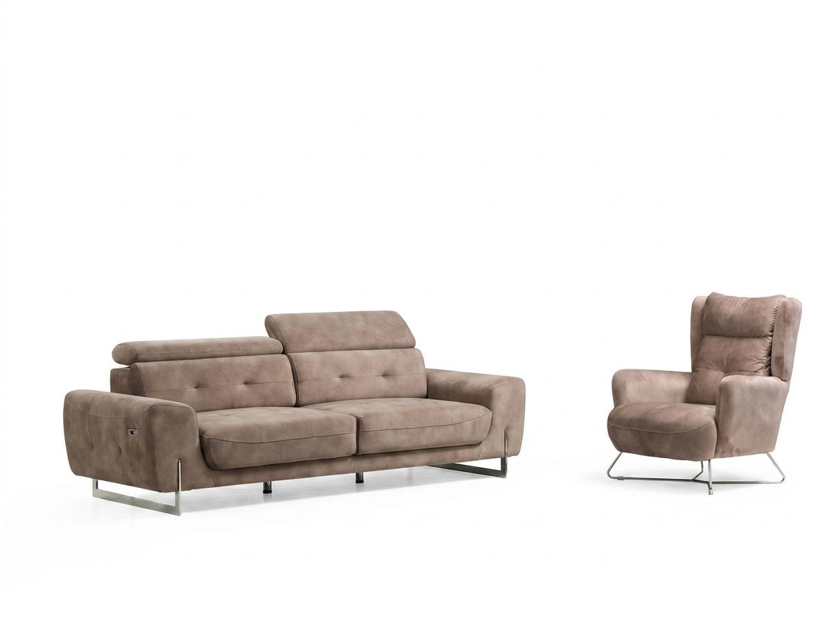 Set of 2-piece living room sofa set, three-seater sofa, modern couch, upholstered armchair.