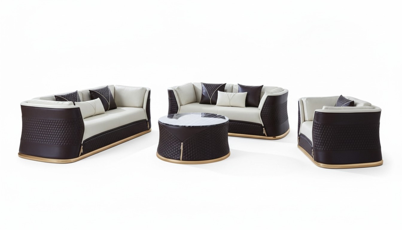 Set 321 Seater Coffee Table 2x Side Table Living Landscape Sofa Couch 6tlg