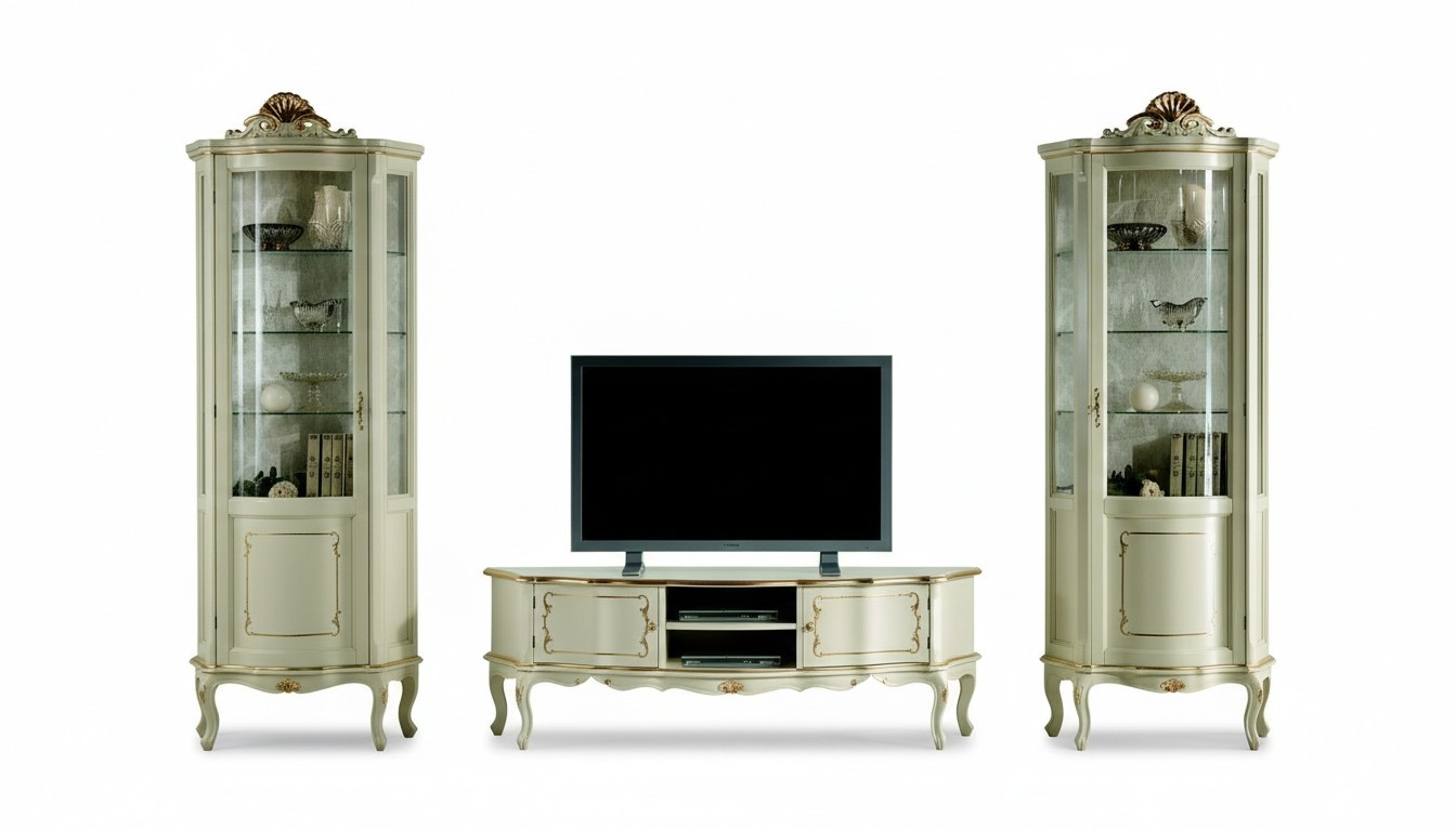 Design set of 3 pieces rtv with 2x showcase Italian luxury furniture baroque style
