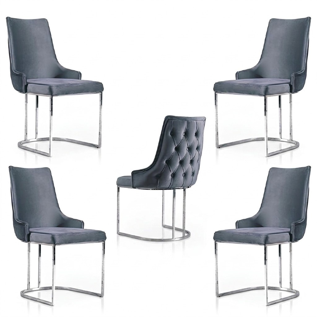 Set 4x Chairs Modern Upholstery Design Chair Group Wood Dining Chair