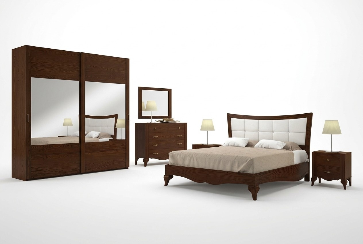 6-piece bedroom set bed nightstand wardrobe chest of drawers mirror set