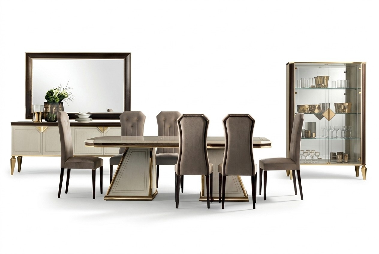 Set 6x designer chair set dining room lean upholstery seat chairs set complete