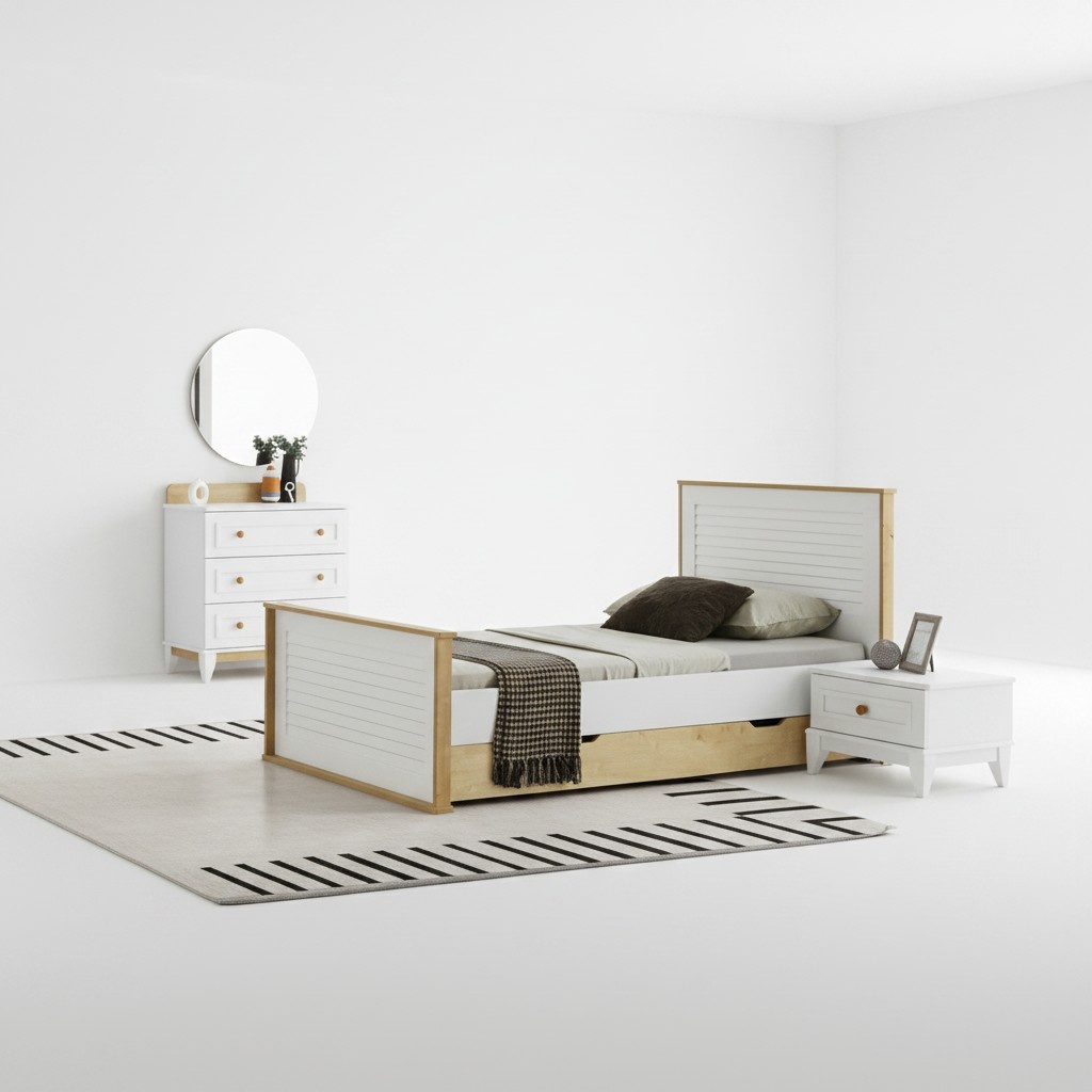 3-piece wooden bedroom furniture set for children\'s room