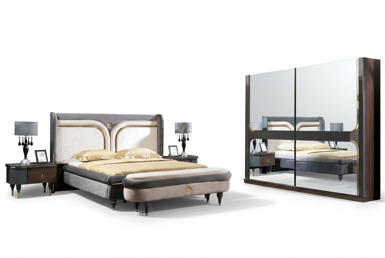 Set bedroom bed nightstand closet stool luxury design 5pcs